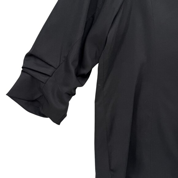 Eloquii Ruched 3/4 Sleeve Blazer Womens Black Open Front Shawl Collar Size 22 - Picture 12 of 15